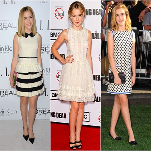 Kiernan Shipka in Moschino, Valentino, and Oscar de la Renta