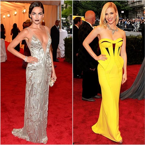 Camilla Belle in Ralph Lauren and January Jones in Versace