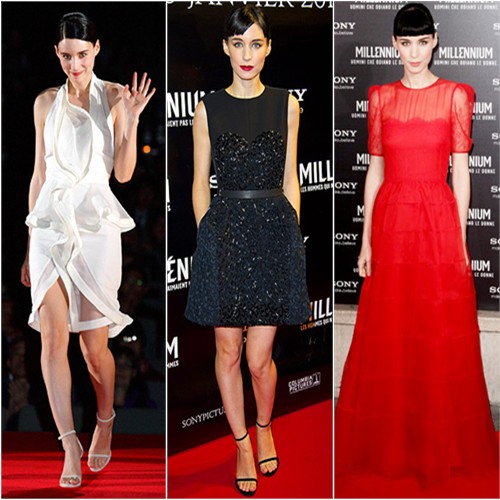 Rooney Mara in Givenchy, Louis Vuitton, and Valentino