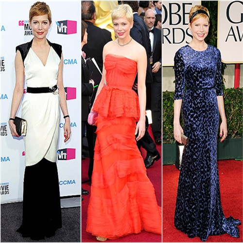 Michelle Williams in Chanel, Louis Vuitton, and Jason Wu
