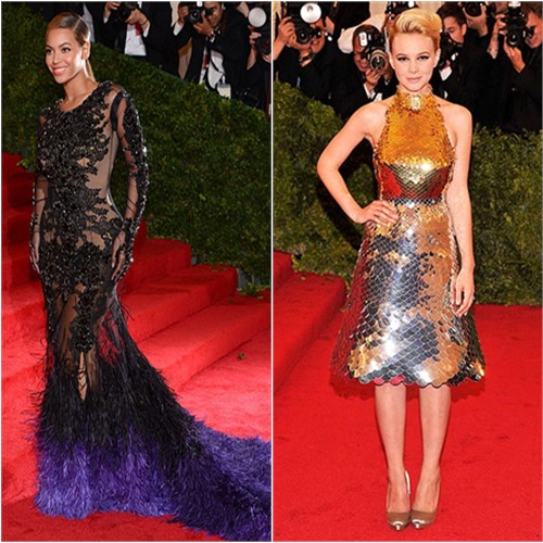 Beyonce in Givenchy and Carey Mulligan in Prada