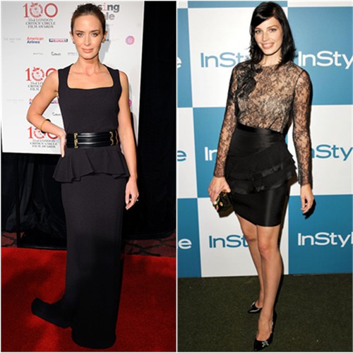 Emily's gown by Alexander McQueen; Jessica's dress by Jason Wu