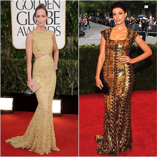 Emily's gown by Michael Kors; Jessica's gown by L'Wren Scott