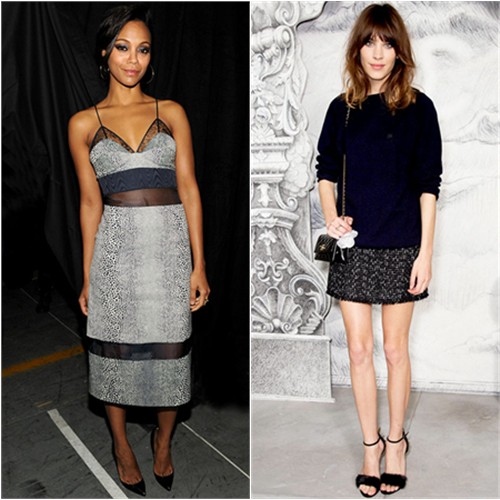 Zoe's dress by Preen; Alexa's skirt and purse by Chanel