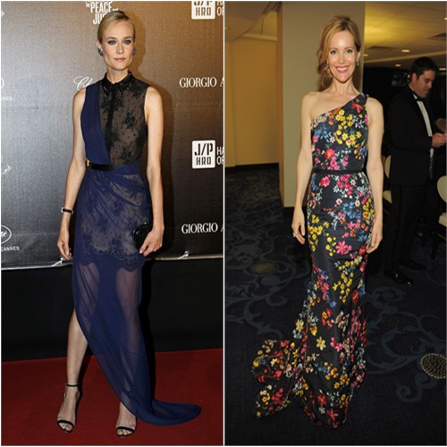 Diane's gown by Jason Wu; Leslie's gown by Naeem Khan