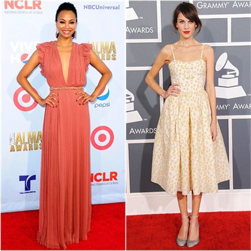 Zoe's gown by Gucci, shoes by Brian Atwood; Alexa's dress by Valentino Red