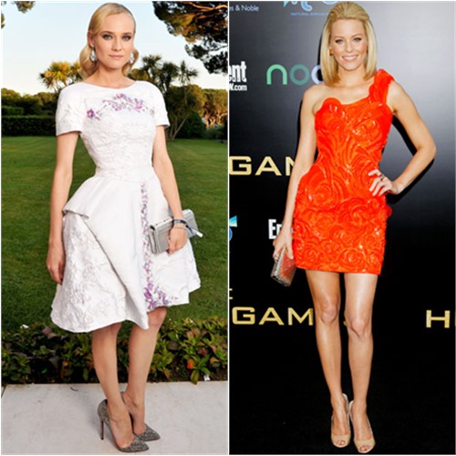 Diane's dress by Chanel, shoes by Christian Louboutin; Elizabeth's dress by Atelier Versace, shoes by Jimmy Choo