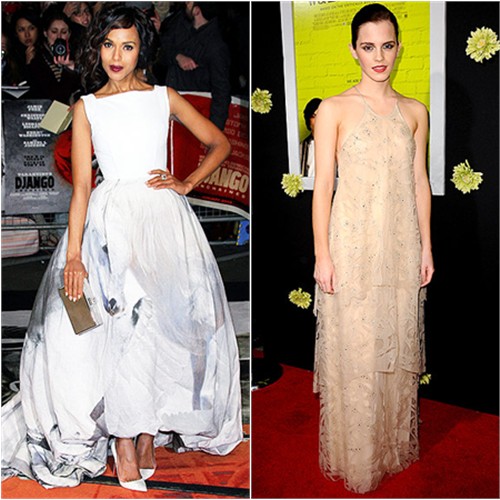 Kerry's gown by Giles, shoes by Christian Louboutin; Emma's gown by Giorgio Armani