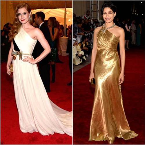 Amy's gown Giambattista Valli; Freida's gown by Ralph Lauren, purse by Salvatore Ferragamo, shoes by Charlotte Olympia