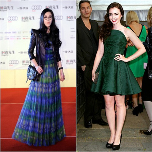 Fan's jacket by Balmain, gown by Tadashi Shoji; Lily's dress by Alexander McQueen
