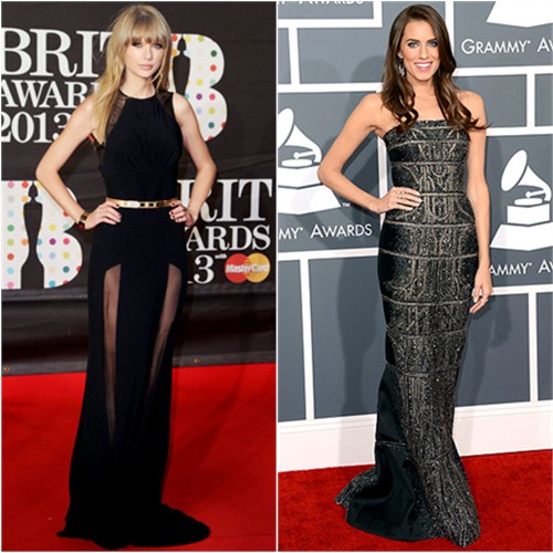 Taylor's gown by Elie Saab; Allison's gown by Kaufmanfranco