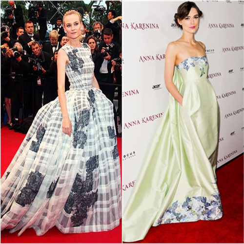 Diane's gown by Christian Dior; Keira's gown by Erdem