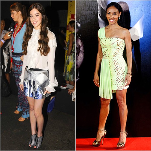 Hailee's top and shorts by Prabal Gurung; Jada's dress by Versace, shoes by Jimmy Choo