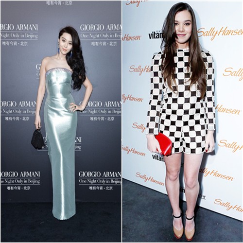 Fan's gown by Armani Priv; Hailee's romper and purse by Louis Vuitton