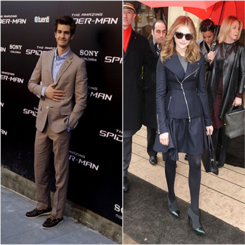 Andrew's suit by Band of Outsiders; Chloe's jacket, purse, and shoes by Christian Dior