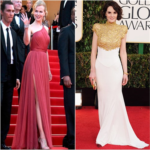 Nicole's gown and purse by Lanvin, shoes by Casadei; Michelle's gown by Alexandre Vauthier