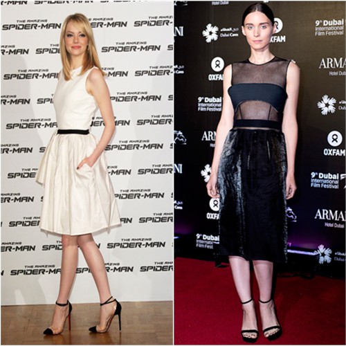Emma's dress by Jason Wu, shoes by Christian Louboutin; Rooney's dress by Calvin Klein, shoes by Givenchy