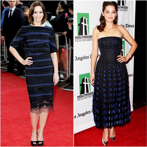Emily's dress by Carolina Herrera, shoes by Christian Louboutin; Marion's dress and shoes by Christian Dior