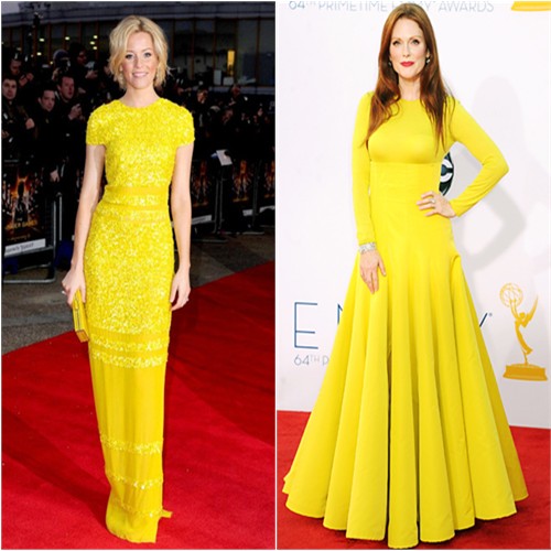 Elizabeth's gown by Bill Blass, purse by Judith Leiber; Julianne's gown by Christian Dior