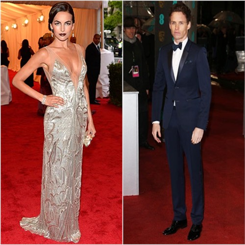 Camilla's gown by Ralph Lauren; Eddie's tuxedo by Burberry Prorsum