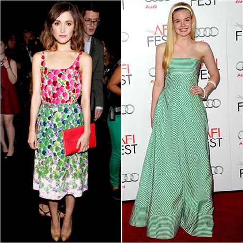 Rose's dress by Marc Jacobs; Elle's gown by Oscar de la Renta