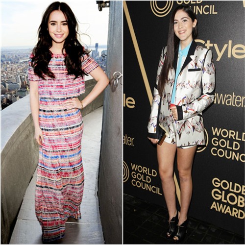 Lily's gown by Peter Som; Isabelle's jacket, top, and shorts by Prabal Gurung