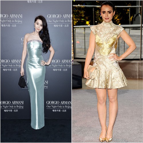 Fan's gown by Armani Prive; Lily's dress by Marchesa, shoes by Giuseppe Zanotti