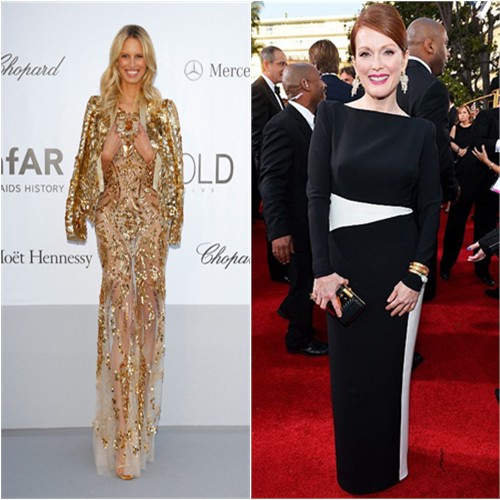 Karolina's gown and jacket by Roberto Cavalli; Julianne's gown by Tom Ford