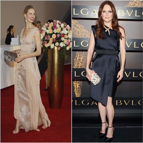 Karolina's gown by Vionnet; Julianne's dress and shoes by Lanvin, purse by Bulgari