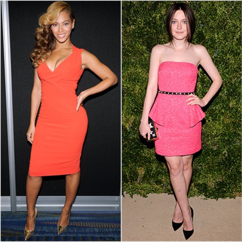 Beyonce's dress by Antonio Berardi, shoes by Jimmy Choo; Dakota's dress and purse by Jason Wu, shoes by Prada