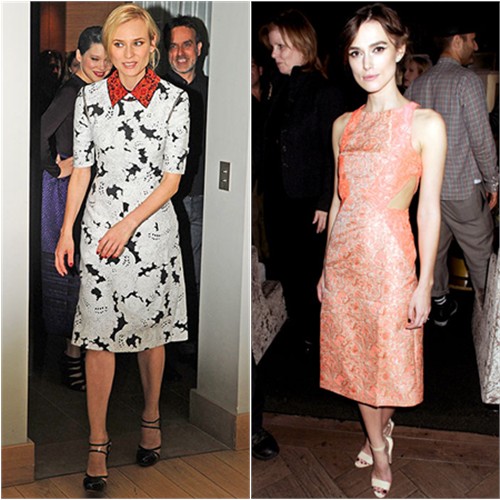 Diane's dress by Derek Lam, shoes by Versus; Keira's dress by Richard Nicoli