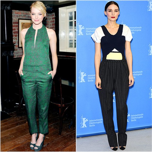 Emma's top and pants by Calvin Klein; Rooney's top and pants by Balenciaga, shoes by Christian Louboutin