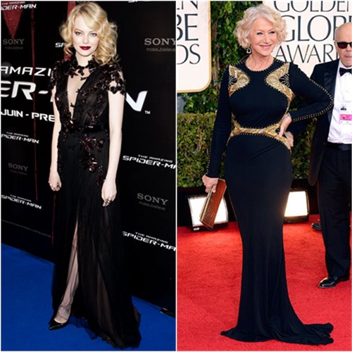 Emma's gown by Gucci, shoes by Christian Louboutin; Helen's gown by Badgley Mischka