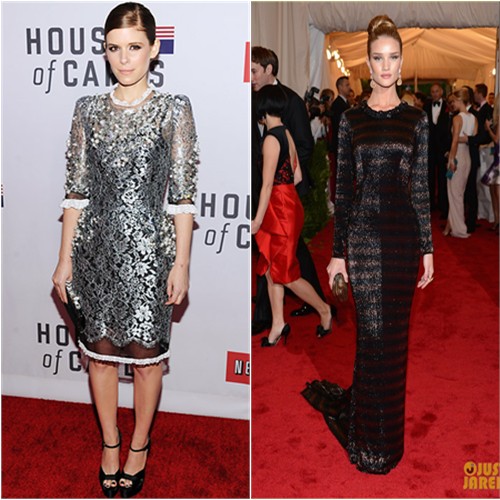 Kate's dress by Dolce & Gabbana, shoes by Brian Atwood; Rosie's gown by Burberry