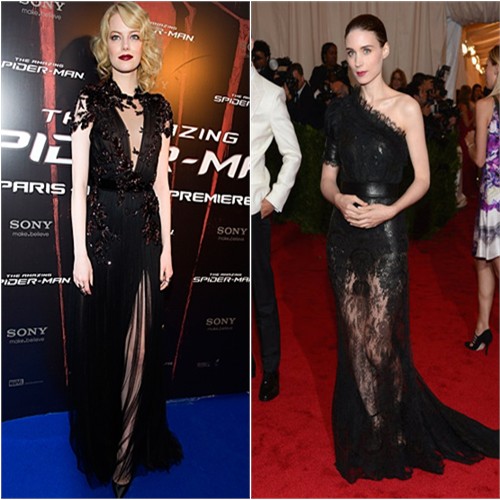 Emma's gown by Gucci, shoes by Christian Louboutin; Rooney's gown by Givenchy