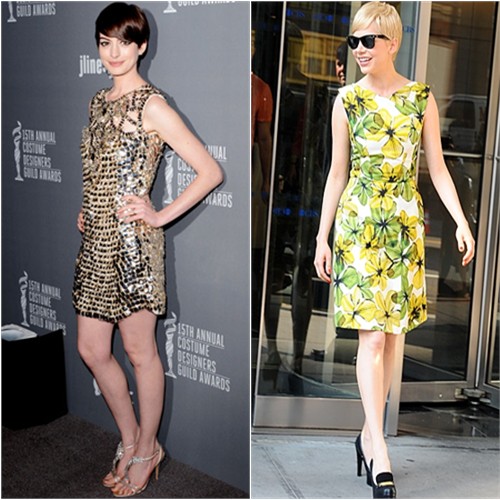 Anne's dress and purse by Gucci; Michelle's dress by Jason Wu, shoes by Tabitha Simmons for Honor