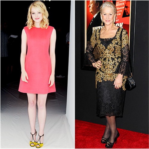 Emma's dress by Calvin Klein, shoes by Roger Vivier; Helen's dress, purse, and shoes by Dolce & Gabbana