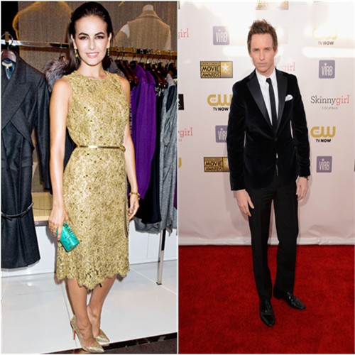 Camilla's dress by Michael Kors, shoes by Christian Louboutin; Eddie's suit by Acne