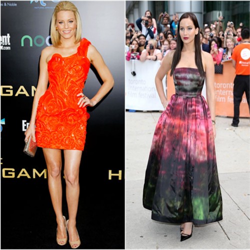 Elizabeth's dress by Atelier Versace, shoes by Jimmy Choo; Jennifer's gown and shoes by Christian Dior