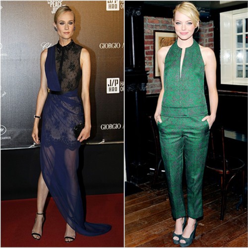 Diane's gown by Jason Wu; Emma's top and pants by Calvin Klein