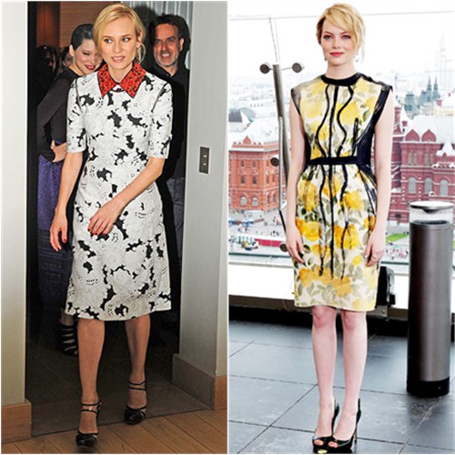 Diane's dress by Derek Lam, shoes by Versus; Emma's dress by Lanvin, shoes by Brian Atwood
