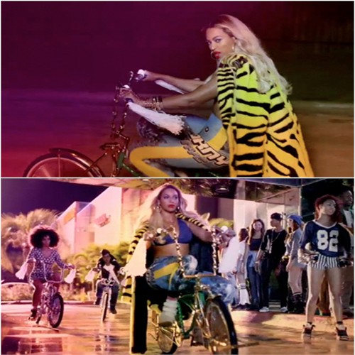 coat by Versace, leggings by DKNY