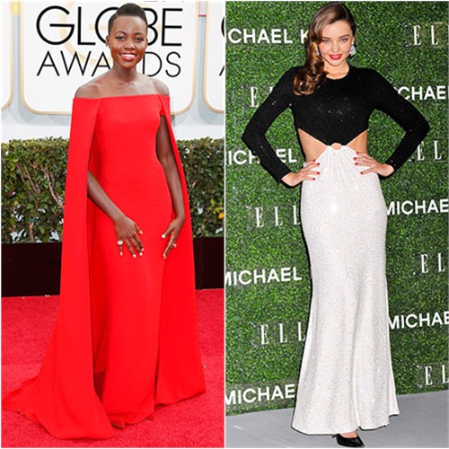 Lupita's gown by Ralph Lauren; Miranda's gown by Michael Kors