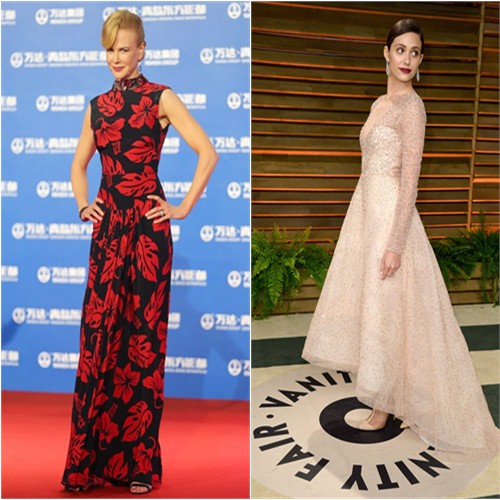 Nicole's gown by Prada; Emmy's gown by Monique Lhuillier