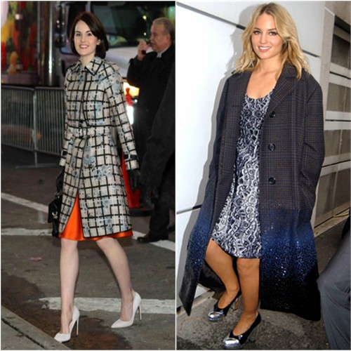 Michelle's coat by Erdem, dress by Carven, purse by Mulberry, shoes by Rupert Sanderson; Dianna's coat by Louis Vuitton