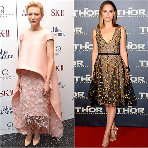 Cate's dress and shoes by Balenciaga; Natalie's dress by Christian Dior, shoes by Charlotte Olympia