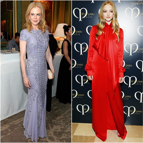 Nicole's gown by Emilio Pucci, purse by Bottega Veneta; Amanda's gown and shoes by Givenchy