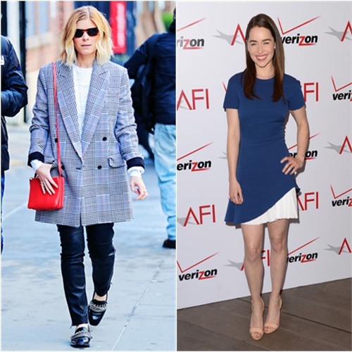 Kate's coat by Michael Kors, purse by C line, shoes by Zara; Emilia's dress by Victoria Beckham, shoes by Kurt Geiger