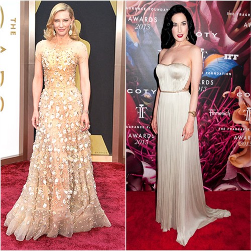 Cate's gown by Armani Priv ; Dita's gown by Maria Lucia Hohan