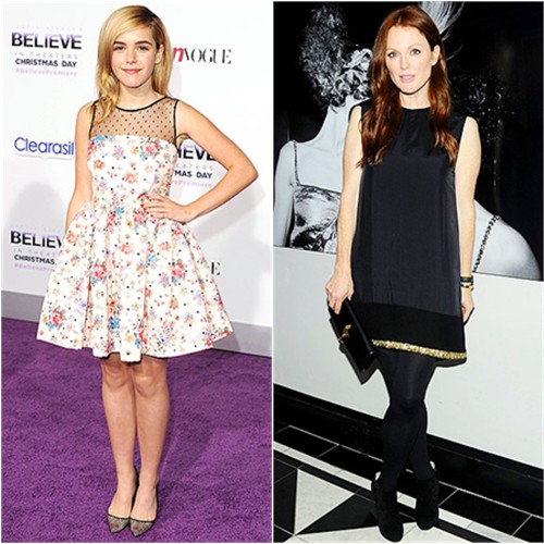 Kiernan's dress by Valentino, shoes by Christian Louboutin; Julianne's dress by Balenciaga